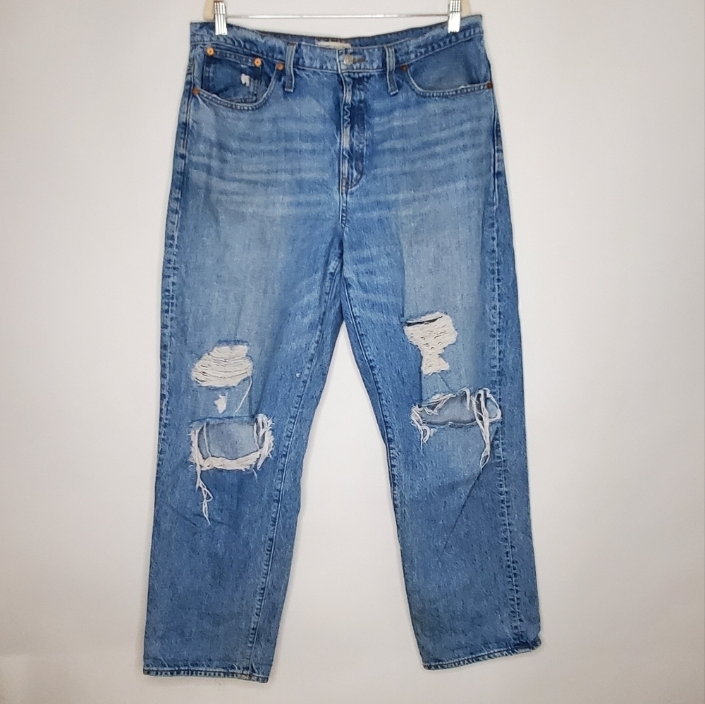Madewell Hi-Rise Slouchy Jeans Size 30 Distressed Cotton Denim Grunge Dad Jean